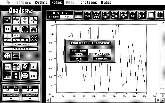 Quaderno playing screen